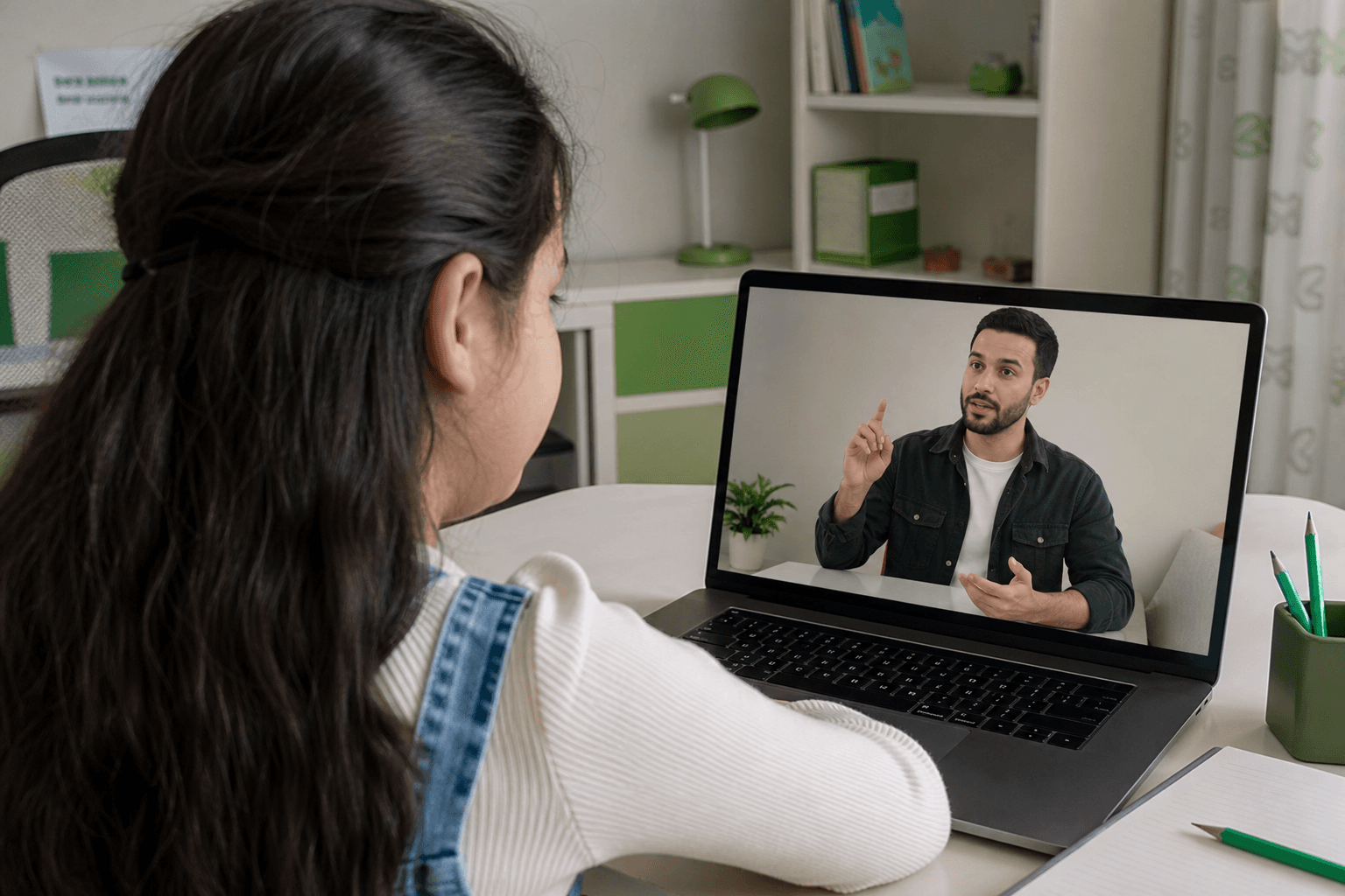 تلميذة تقابل شاشة أستاذ